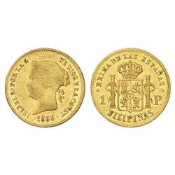 1 Peso. 1866. MANILA. AU. ESCASA. Cal-148. MBC.
