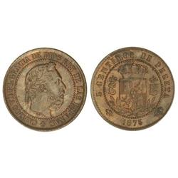 5 Céntimos. 1875. BRUSELAS. AE. Canto liso. Coincidente. Tipo medalla. Cal-10. EBC.