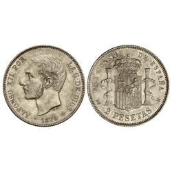 2 Pesetas. 1879 (*18-79). E.M.-M. (Leves rayitas). EBC+.