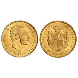 25 Pesetas. 1882 (*18-82). M.S.-M. MAGNÍFICO EJEMPLAR. SC-/SC.