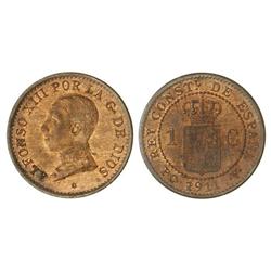 1 Céntimos. 1911 (*1). PC-V. Color y brillo originales. (Manchitas). SC.