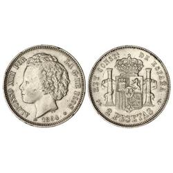 2 Pesetas. 1894 (*18-94). P.G.-V. (Golpecitos y rayitas). MBC+.