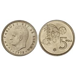 5 Pesetas. 1975 (*80). ERROR del Mundial. SC.