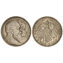 5 Marcos. 1906. FEDERICO I. BADEN. AR. Bodas de oro. KM-277. EBC.