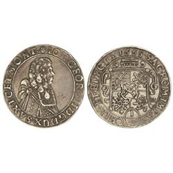1/3 Thaler. 1668. JUAN GREGORIO II. SAJONIA. C.R. AR. Pátina. Reverso similar al KM-547. (Pequeñas r