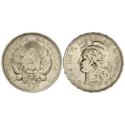 1 Peso. 1882. AR. (Pequeños golpecitos y rayitas). KM-29. MBC+.