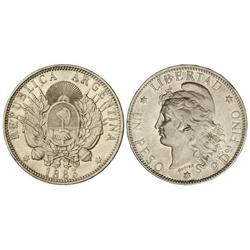 1 Peso. 1883. AR. (Pequeños golpecitos y rayitas). KM-29. EBC-.