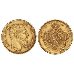 20 Francos. 1870. LEOPOLDO II. AU. KM-32. EBC.