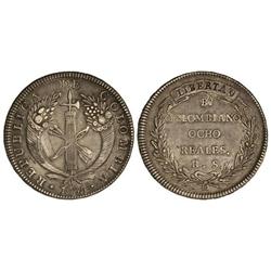 8 Reales. 1835-R.S. AR. Pátina. ESCASA EN ESTA CALIDAD. KM-89. MBC+.