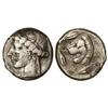 Image 1 : Tetradracma. 466-425 a.C. LEONTINOI. Anv.: Busto de Apolo a izquierda. Rev.: Cabeza de león, alreded