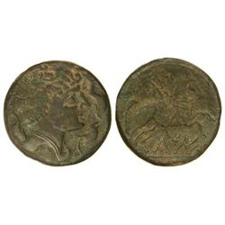 As. CELSE. Anv.: Cabeza masculina rodeada de tres delfines. Rev.: Jinete a derecha. CeLSE. 14,30 grs