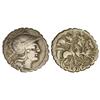 Image 1 : Denario. 210-208 a.C. ANÓNIMO-20. KK con símbolos. Rev.: Dióscuros a caballo a derecha, encima estre