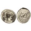 Image 1 : Denario. 43 a.C. FLAMINIA-2a. L. Flamijnius Chilo. Anv.: Cabeza diademada de Venus a derecha. IIII V
