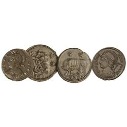 Lote 4 monedas de medio Centenional. CONSTANTINOPOLIS 330--335 d.C. y URBS ROMA 330-348 d.C. (3). AE