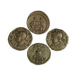 Lote 4 monedas Medio Centenional. CONSTANTINOPOLIS 330-335 d.C. y URBS ROMA 330 y 348 d.C. (3). AE.