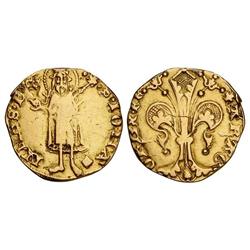 Florí. FERRAN I. VALÈNCIA. Anv.: S.IOHA-NNES.B. Marcas: corona y losanje partido en aspa a derecha d