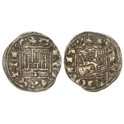 Novén. ALFONSO XI. CORUÑA. Anv.: ¶A¶REX¶CAS¶TEL¶E. Con venera antigua debajo del castillo. ESCASA. A