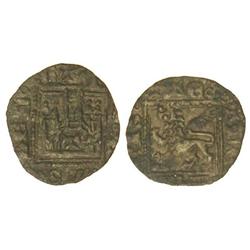 Novén. ALFONSO XI. TOLEDO. Anv.: Castillo con T en puerta. Rev.: León en interior de gráfila cuadrad