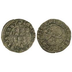 2 Maravedís. CUENCA. Anv.: Cabeza de ¿toro? - C. Rev.: Cabeza de ¿toro? y C. CCT-No cat.?. MBC/MBC-.
