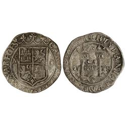 2 Reales. MÉXICO. O. O-escudo-O. Pátina. Cal-121. MBC.