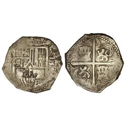 4 Reales. 1595. SEVILLA. B. 14 grs. (Manchita). RARA. Cal-403. MBC-.