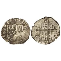 4 Reales. 1597. SEVILLA. B. 13,70 grs. (Oxidaciones). RARA. Cal-406. MBC-.