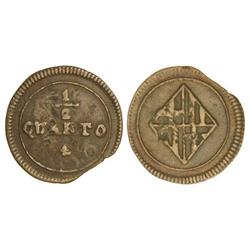 1/2 Cuarto. BARCELONA. Cospel irregular. ESCASA. Cal-99. MBC-.