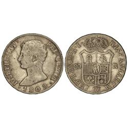 20 Reales. 1809. MADRID. A.I. (Golpecito y rayita en anverso). Cal-24. MBC-.