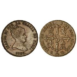 8 Maravedís. 1836. SEGOVIA. Valor en reverso. (Rayitas y golpecitos). ESCASA. Cal-491. MBC+.