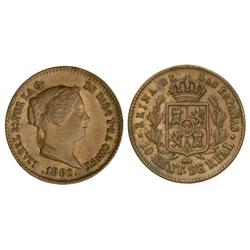 10 Céntimos de Real. 1862. SEGOVIA. Cal-608. EBC.