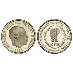 10 Francos. 1966. AR. Presidente Félix Houphouet. KM-1. PROOF.