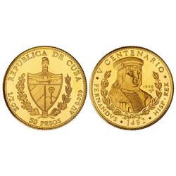 50 Pesos. 1990. AU. Fernando ´El Católico´. Tirada: 250 piezas. KM-299. PROOF.