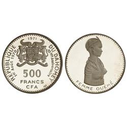 500 Francos. 1971. AR. X aniversario Independencia. Tirada: 5.550 piezas. KM-3.1. PROOF.