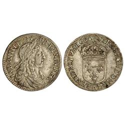 1/12 Ecu. 1660-A. LUIS XIV. AR. Pátina. KM-199.1. MBC+.