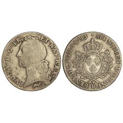 Ecu. 1763-R. LUIS XV. AR. (Rayitas). M-523.18. MBC-.