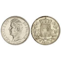 5 Francos. 1830-W. CARLOS X. LILLE. AR. (Golpecitos). KM-728.13. MBC.