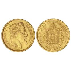 20 Francos. 1862-A. NAPOLEÓN III. AU. Busto laureado. KM-801.1. MBC+.