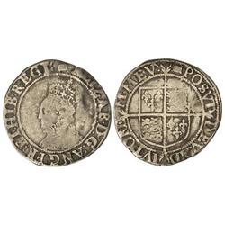 1 Chelín. ISABEL I (1558-1603). Anv.: ELIZAB:D.G:ANG:FR:ET:HIB:REGI. Busto a izquierda. Rev.: :(cuad