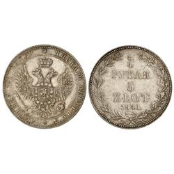 5 Zlotych-3/4 Rublo. 1841-MW. NICOLÁS I. AR. C-133. EBC-.