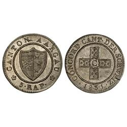 5 Rappen. 1831. AARGAU. Ve. KM-24. EBC-.