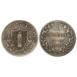1 Batzen. 1809-K. SAINT GALL. Ve. KM-105. MBC/MBC-.