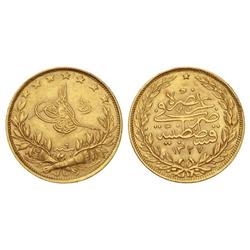 100 Kurush. 1327 AH. MUHAMMAD V. AU. KM-764. EBC.