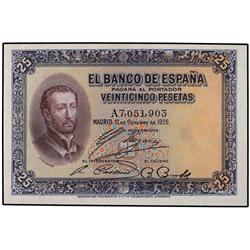 25 Pesetas. 12 Octubre 1926. San Francisco Xavier. Serie A. Sello en seco GOBIERNO PROVISIONAL DE LA
