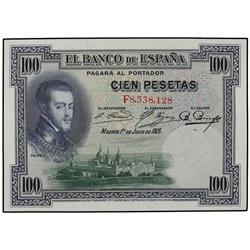 Lote 10 billetes 100 Pesetas. 1 Julio 1925. Felipe II. Serie F. Todos correlativos. (Leves arruguita