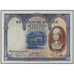 500 Pesetas. 24 Julio 1927. Isabel ´La Católica´. Ed-C3. EBC+.