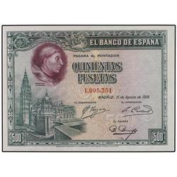 500 Pesetas. 15 Agosto 1928. Cardenal Cisneros. (Arruguita). Ed-C7. SC.