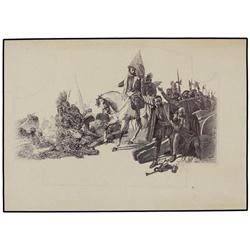 Prueba reverso 500 Pesetas. 1935. Rev.: Hernán Cortés quemando sus naves. Prueba calcográfica en col