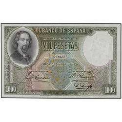 1.000 Pesetas. 25 Abril 1931. Zorrilla. (Leve arruga en esquina). Ed-C13. SC.
