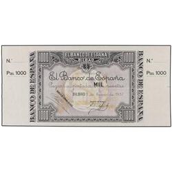 1.000 Pesetas. 1 Enero 1937. BANCO DE ESPAÑA. BILBAO. Antefirma Banco de Bilbao. Matriz a ambos lado