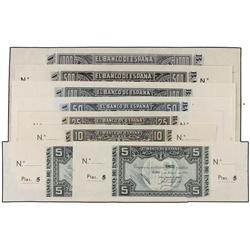 5 (2), 10, 25, 50, 100, 500 y 1.000 Pesetas. 1 Enero 1937. BANCO DE ESPAÑA. BILBAO. 5 Pesetas Sin Se